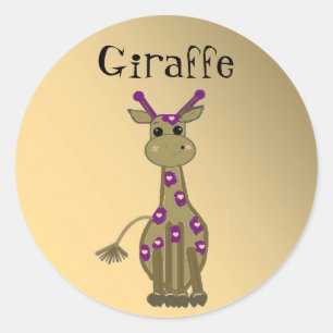 Cartoon Giraffe Classic Round Sticker