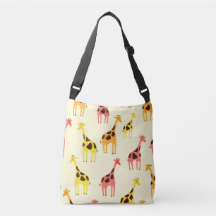 Cartoon Giraffe: Colourful Vintage Pattern. Crossbody Bag