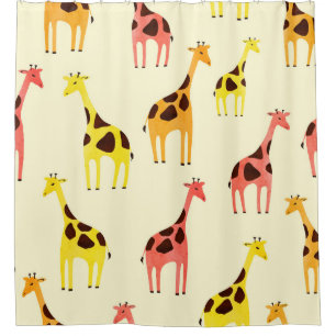 Cartoon Giraffe: Colourful Vintage Pattern. Shower Curtain