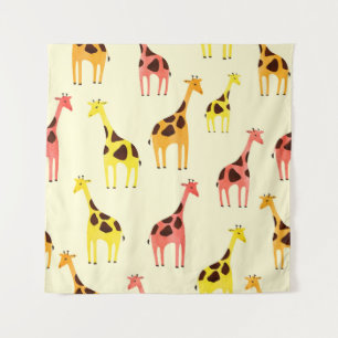 Cartoon Giraffe: Colourful Vintage Pattern. Tapestry