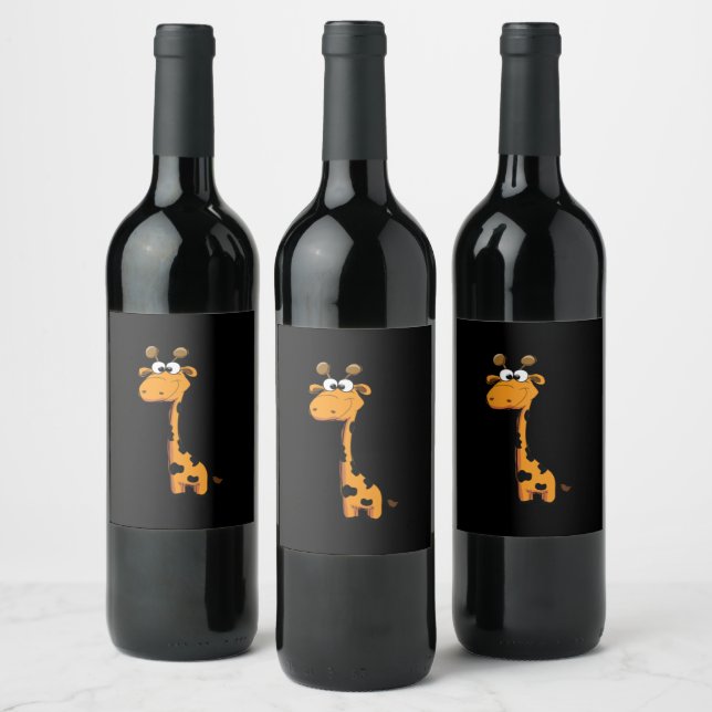Cartoon Giraffe Copy Wine Label (Bottles)