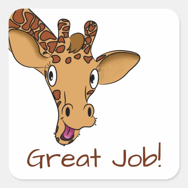Cartoon Giraffe Customisable Square Sticker (Front)