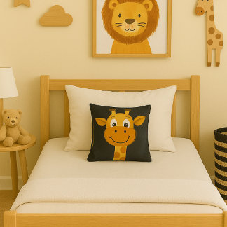 Cartoon Giraffe Fun Safari Boys Room Decor Cushion