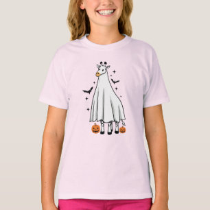 Cartoon Giraffe Ghost Halloween Pumpkins T-Shirt