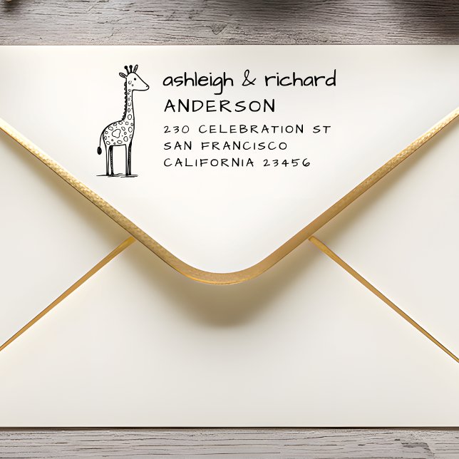 Cartoon Giraffe|Handwriting Name|Return Address Self-inking Stamp (Creator Uploaded)