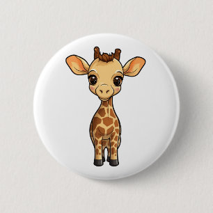 Cartoon giraffe illustration 6 cm round badge