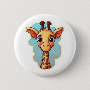 Cartoon giraffe illustration 6 cm round badge