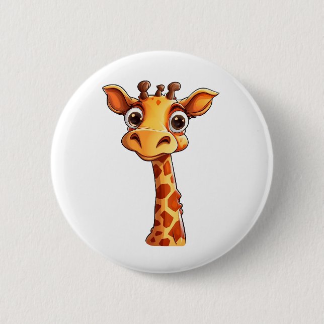 Cartoon giraffe illustration 6 cm round badge (Front)