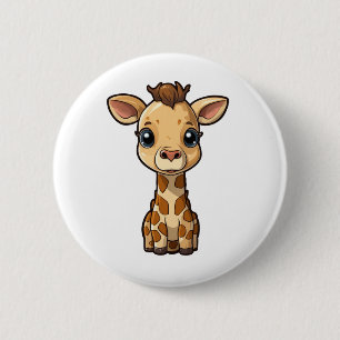 Cartoon giraffe illustration 6 cm round badge
