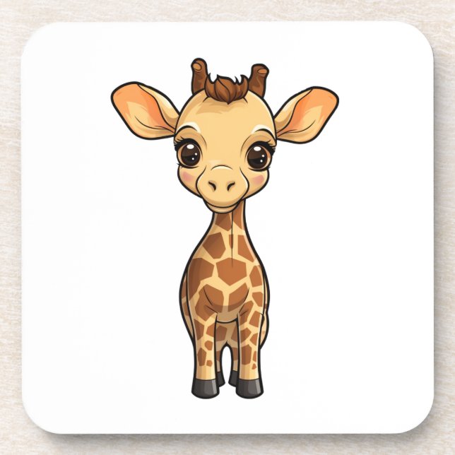 Cartoon giraffe illustration coaster (Front)