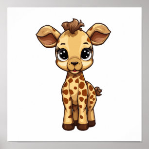 Cartoon giraffe illustration poster
