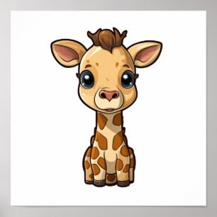 Cartoon giraffe illustration poster