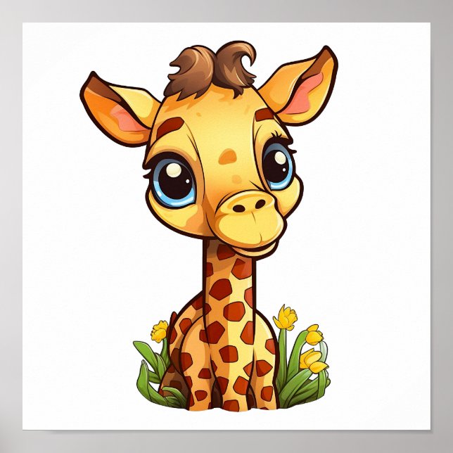 Cartoon giraffe illustration poster (Front)