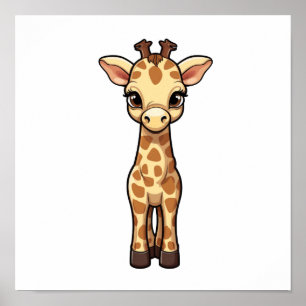 Cartoon giraffe illustration poster