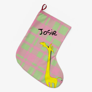 Cartoon Giraffe Large Christmas Stocking