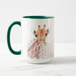 Cartoon Giraffe munching on an acacia branch Mug