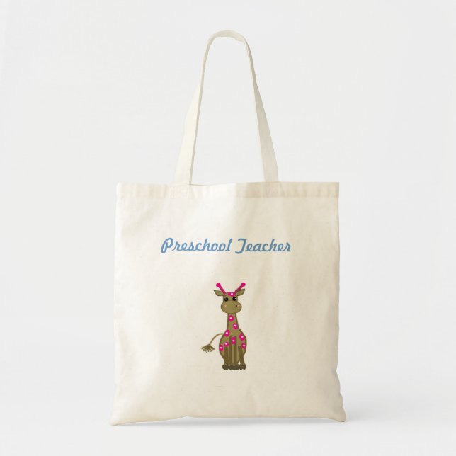Cartoon Giraffe Preschool Teacher Tote Bag (Front)