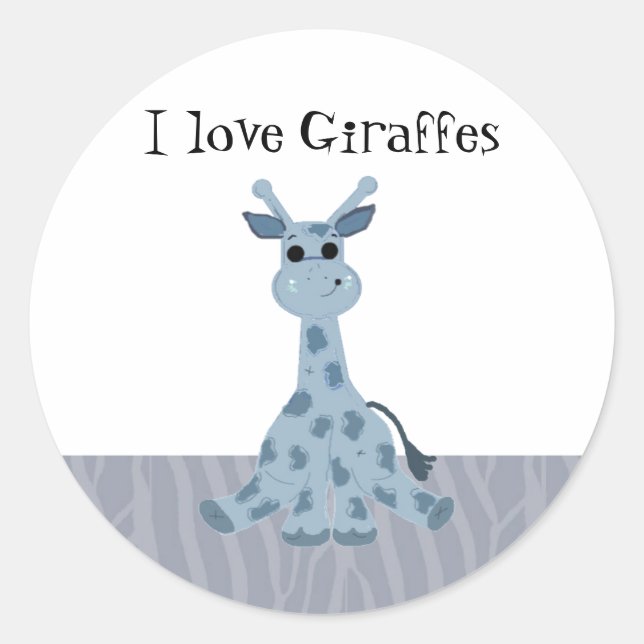 Cartoon Giraffe with Saying Classic Round Sticker (Front)