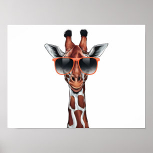 Cartoon Giraffe with Sunglasses Poster