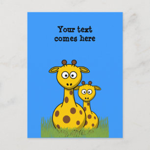cartoon giraffes postcard