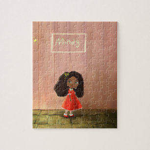 Cartoon girl Afro-textured hair Jigsaw Puzzle
