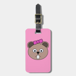 Cartoon Girl Beaver Face Luggage Tag