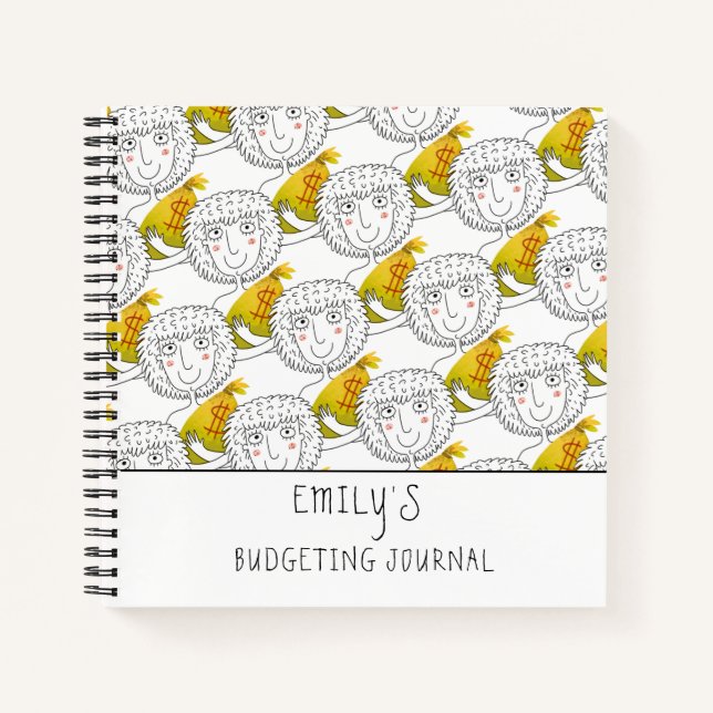 Cartoon Girl Money Pattern Name Budgeting Journal (Front)