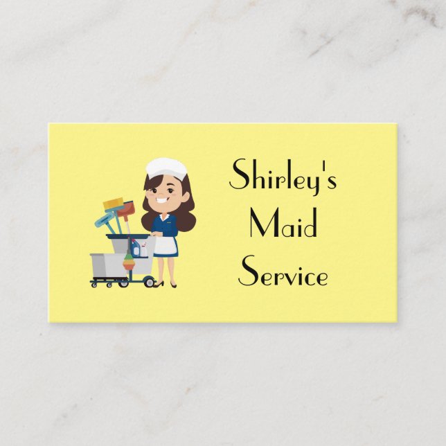 CARTOON Girl Shirley's Maid Service QR code  Business Card (Front)
