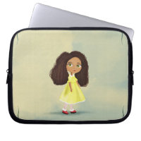 cartoon girl with the curly hair Electronics Bag