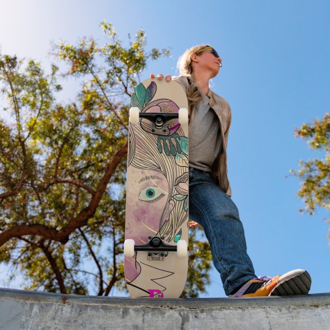 Cartoon Girls Face Dd Brand  Skateboard (Outdoor 1)