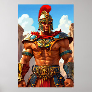 Cartoon Gladiator Poster