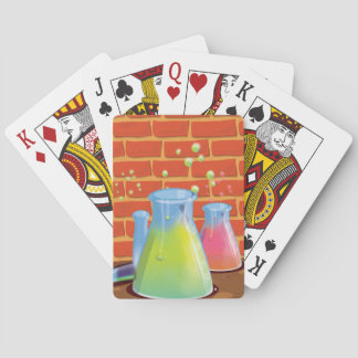 Cartoon Glass Science equipment on a bench Playing Cards
