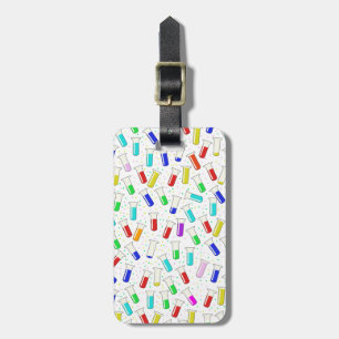 Cartoon glass test tubes luggage tag