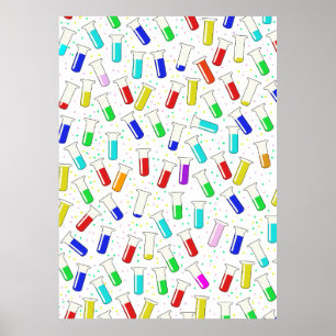 Cartoon glass test tubes poster