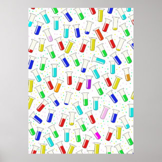 Cartoon glass test tubes poster