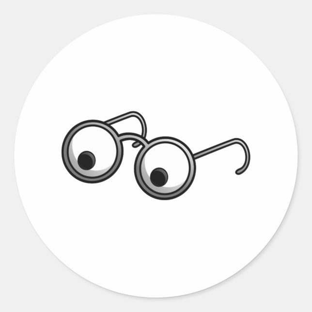 Cartoon Glasses Classic Round Sticker (Front)
