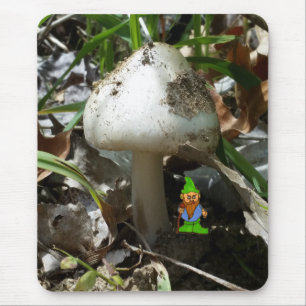 Cartoon Gnome under a Mushroom Mouse Mat