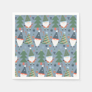 Cartoon Gnomes and Holiday Trees  Napkin