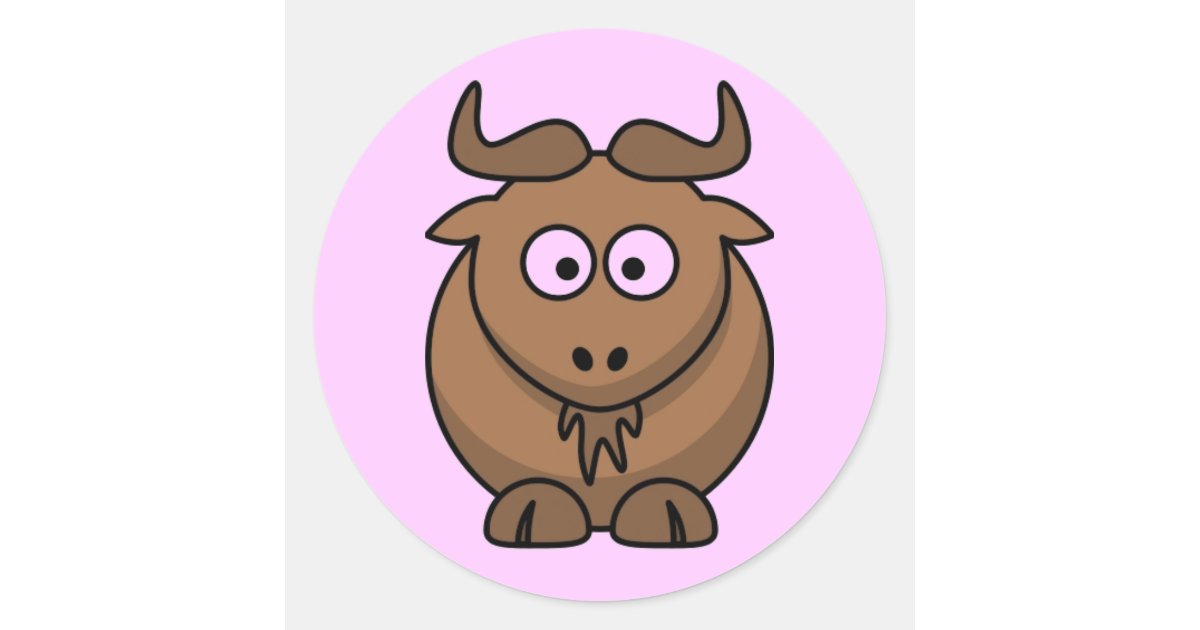 Cartoon Gnu Classic Round Sticker Zazzle