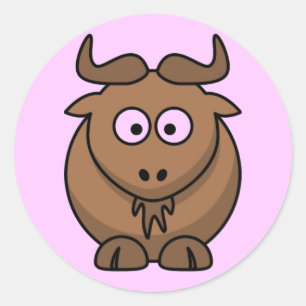 Cartoon Gnu Classic Round Sticker