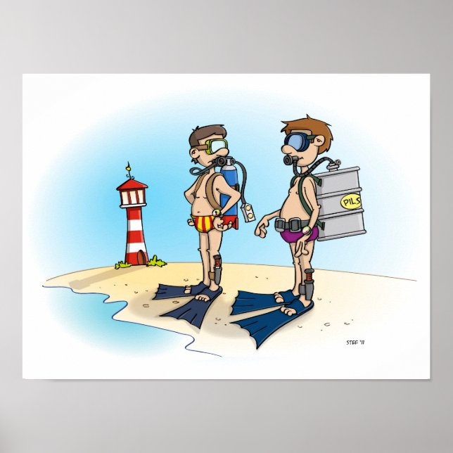 Cartoon; go on diving vacation. poster (Front)