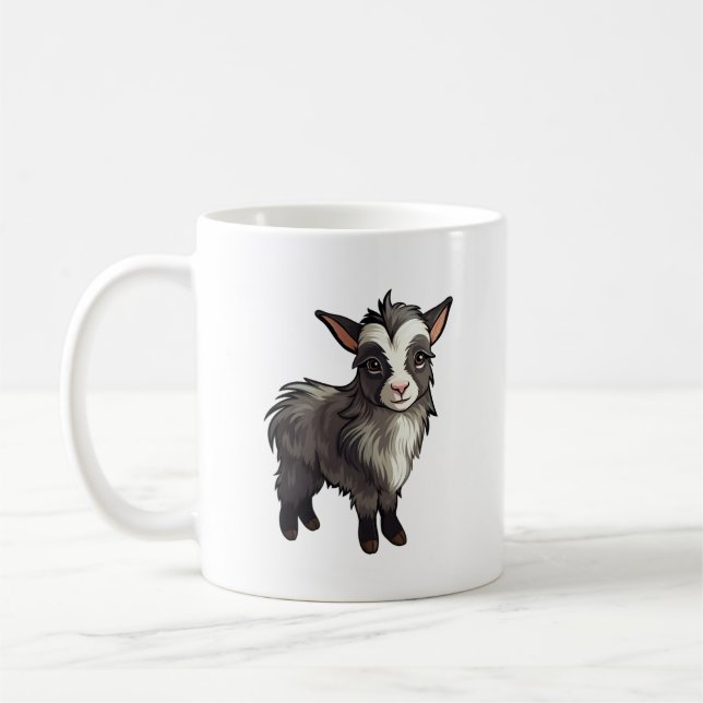 Cartoon goat illustration coffee mug (Left)