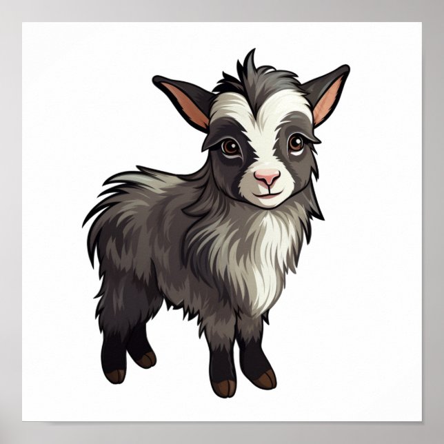 Cartoon goat illustration poster (Front)