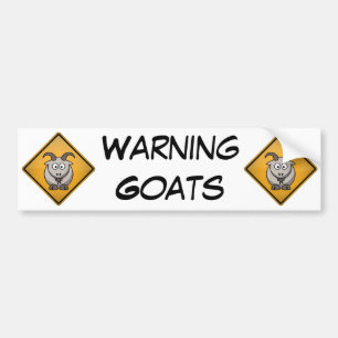 Cartoon Goat Warning Sign Bumper Sticker