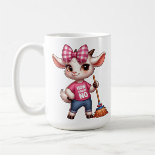 Cartoon Goat With Bow and Broom  Coffee Mug
