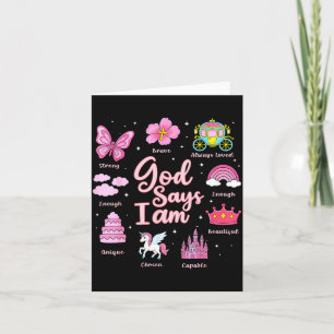 Cartoon God Say I Am Princess Girl Kids Card