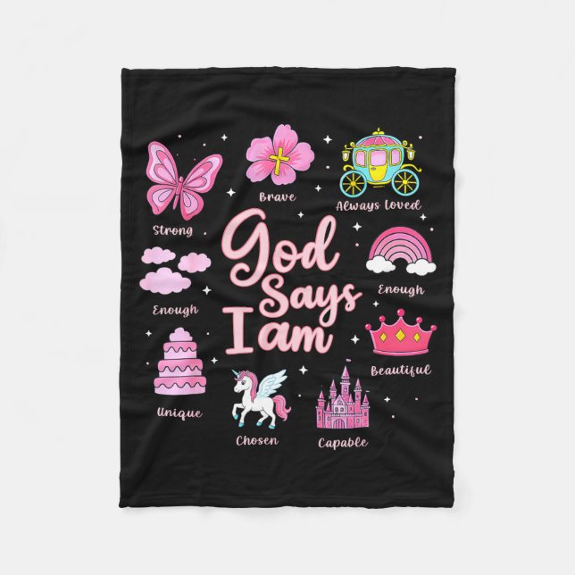 Cartoon God Say I Am Princess Girl Kids  Fleece Blanket (Front)