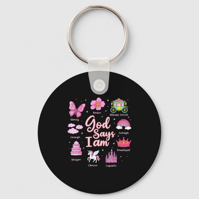 Cartoon God Say I Am Princess Girl Kids  Key Ring (Front)