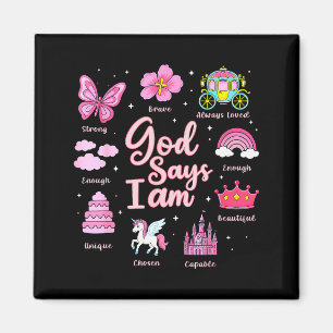 Cartoon God Say I Am Princess Girl Kids Magnet