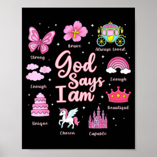 Cartoon God Say I Am Princess Girl Kids  Poster